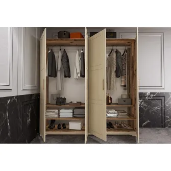 Dulap/Dressing Hoff Fiasco 200,3x54,5x205,5 cm, 4 usi, MDF, Capuccino