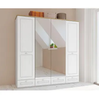 Dulap/Dressing Hoff Landscape 203x54,5x205 cm, 4 usi, MDF, Alb