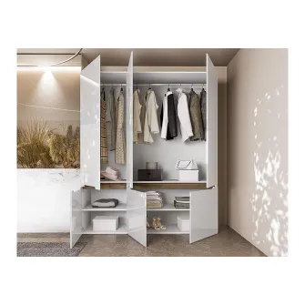 Dulap/Dressing Hoff Luxory 180x54,5x206 cm, 3 usi, MDF, Alb