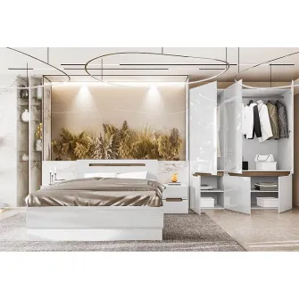Dulap/Dressing Hoff Luxory 180x54,5x206 cm, 3 usi, MDF, Alb
