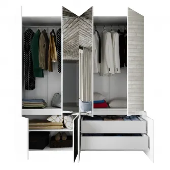 Dulap/Dressing Hoff Noir 200x52,5x200,8 cm, 4 usi, MDF, Alb