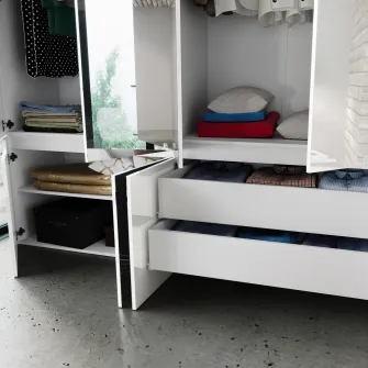 Dulap/Dressing Hoff Noir 200x52,5x200,8 cm, 4 usi, MDF, Alb
