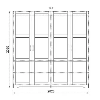 Dulap/Dressing Hoff Romance 203x54,5x205,5 cm, 4 usi, MDF, Alb