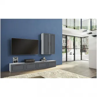 Living/Biblioteca Hoff French, 240x40x34 cm comoda TV, 2 corpuri 35x115x30, MDF, Antracit