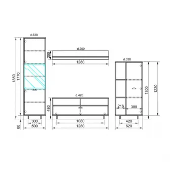 Living Hoff Rust 240x42,5x186 cm, 4 piese, culoare Old Style