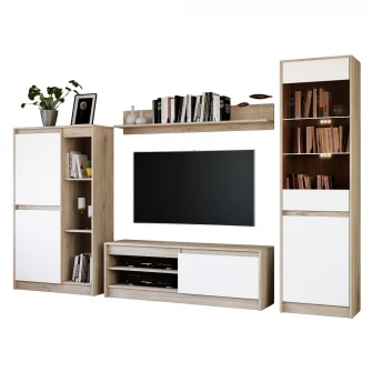 Living Hoff Martin, 260x35,5x181, modular, LED, Sonoma/Alb neted
