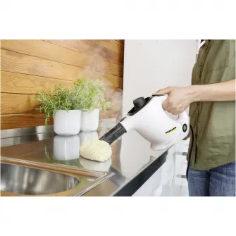 Aparat de curatat cu abur Karcher SC 1 EasyFix, 1.516-401.0, 1200 W, 3 bar, rezervor 0.2L, incalzire 3 min, Alb/Negru