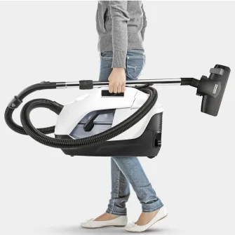 Aspirator cu filtrare prin apa Karcher DS 6,1.195-250.0, 650 W, 2 L, HEPA 12, perie suprefete dure, spatii inguste, tapiserie, Alb/Negru