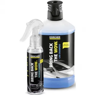 Pachet promo detergent auto Karcher Car Shampoo + Interior Cleaner Sample 6.296-169.0, pentru aparatele de curatat cu presiune Karcher