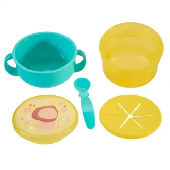 Bol 2 in 1 pentru snackuri cu lingurita, albastru