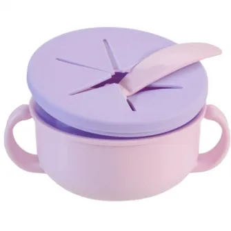 Bol 2 in 1 pentru snackuri cu lingurita, mov