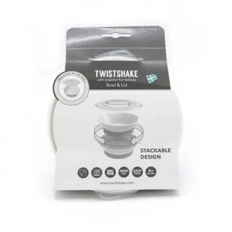 Bol cu capac Twistshake Alb, 6+ luni