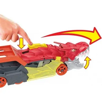Hot Wheels Camion Dragon furios cu depozitare pentru masini