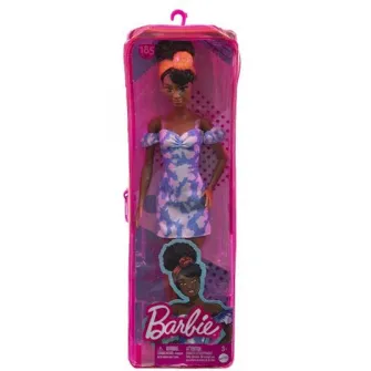 Papusa Barbie Fashionista in rochie albastra