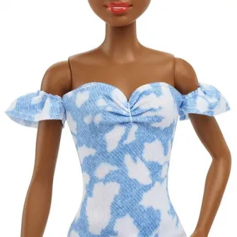 Papusa Barbie Fashionista in rochie albastra
