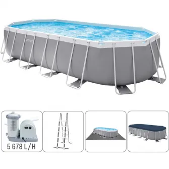 Piscina Intex 26798 Prism Frame, сadru metalic, 610x305x122 cm, Pompa de filtrare + panou protectie + scara