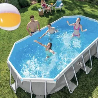Piscina Intex 26798 Prism Frame, сadru metalic, 610x305x122 cm, Pompa de filtrare + panou protectie + scara