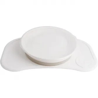 Set anti-alunecare cu farfurie Twistshake Click-Mat, alb