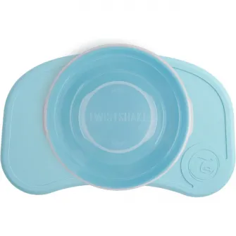 Set anti-alunecare cu farfurie Twistshake Click-Mat, albastru