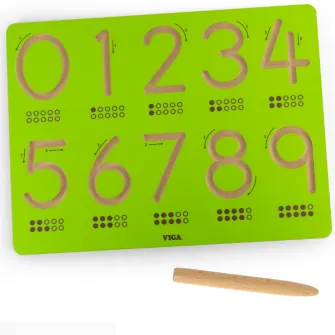 Tabla din lemn cu cifre si indicator pentru scriere corecta