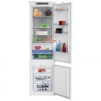 Combina frigorifica incorporabila Beko BCNA306E4SN, 284 l, Neofrost DualCooling, HarvestFresh, Raft sticle, Display touch control, Clasa E, H 193.5 cm, Alb