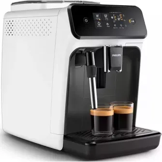 Espressor automat Philips EP1223/00 Seria 1200, 1500W, 15 bar, sistem clasic de spumare, 2 bauturi, afisaj tactil, optiune 2 cesti, 12 setari macinare, rasnita ceramica, Alb