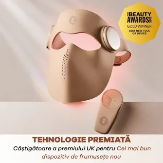 Masca faciala LED Wireless Me Time Ritual, 3 moduri de lumina (rosie, albastra, infrarosie), anti-acnee, anti-riduri, stimulare colagen, din silicon medical