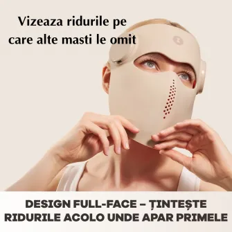 Masca faciala LED Wireless Me Time Ritual, 3 moduri de lumina (rosie, albastra, infrarosie), anti-acnee, anti-riduri, stimulare colagen, din silicon medical