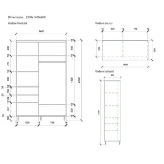 Dulap cu usi glisante Mobildor-Lux Aron 140x220 White (aron1304) K1