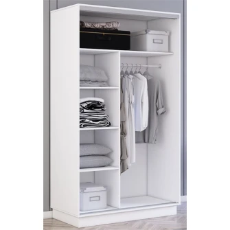 Dulap cu usi glisante Mobildor-Lux Fox Chipboard/Mirror 120x220 White (fox6303)