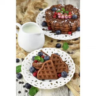 Aparat de facut gofre/vafe Heinner Copper Crown HWF-1000CR, 1000W, buton reglare temperatura, placi cu invelis antiaderent, plite gofre: 13.97 cm, negru/aramiu