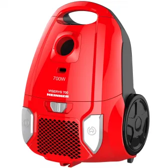 Aspirator cu sac Heinner HVC-MRD1400, 700 W, sac textil, 3 L, putere variabila, HEPA 12, tub telescopic metalic, rosu