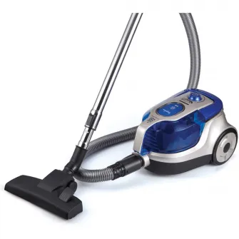 Aspirator fara sac Heinner HVC-V750BL, 750W, recipient praf din plastic 2.2L, filtrare ciclonica, filtru HEPA dublu 13, Blue / Champagne