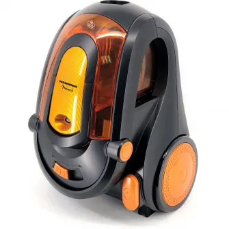Aspirator fara sac Heinner Monarch HVC-V800BK, 800W, putere absorbtie >180W, 2.2L, tija telescopica din metal, accesorii 2 in 1, perie canapea, negru/orange