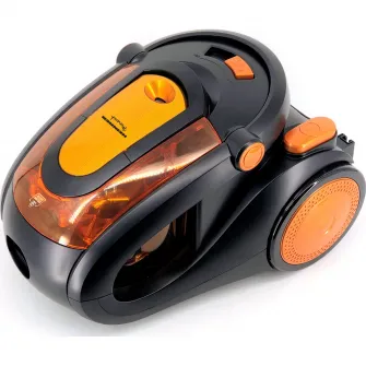 Aspirator fara sac Heinner Monarch HVC-V800BK, 800W, putere absorbtie >180W, 2.2L, tija telescopica din metal, accesorii 2 in 1, perie canapea, negru/orange