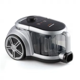 Aspirator fara sac Heinner, sistem ciclonic cu filtru HEPA 12, perie ECO, putere: 800W, putere de absorbtie: 160W, capacitate recipient praf: 2.5L, tub telescopic din metal, lungime cablu alimentare: 5m, culoare: gri