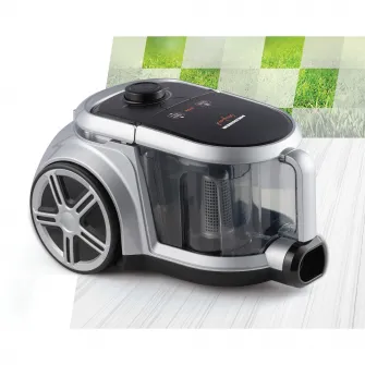 Aspirator fara sac Heinner, sistem ciclonic cu filtru HEPA 12, perie ECO, putere: 800W, putere de absorbtie: 160W, capacitate recipient praf: 2.5L, tub telescopic din metal, lungime cablu alimentare: 5m, culoare: gri