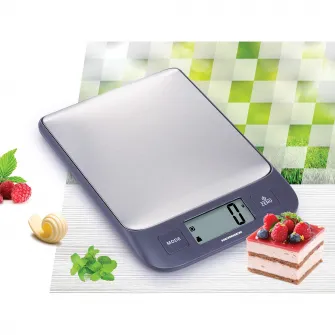 Cantar de bucatarie Heinner HKS-5IXBK, 5 Kg, 1g, tara, functie cantarire lichide, display LCD, Inox