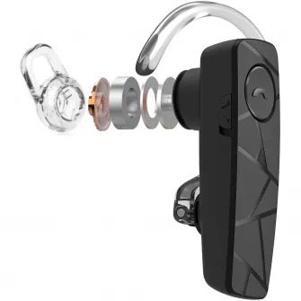 Casca Bluetooth Tellur Vox 60, pana la 8.5 ore timp de vorbire, conectare simultana la 2 dispozitive, compatibila IOS/Android, microfon omnidirectional cu functie de reducere a zgomotului, incarcator auto, Negru