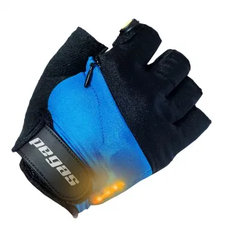 Manusi ciclism Pegas cu semnal LED, XXXL, Albastru