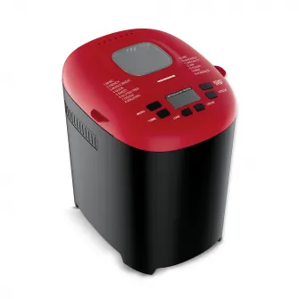 Masina de paine Heinner PastryChef 550 HBM-915BKR, 550W, capacitate 700-900g, 15 programe, negru/ rosu