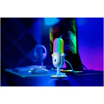 Microfon Razer Seiren V3 Chroma RGB USB, frecventa raspuns 20 Hz -20000 Hz, sensibilitate 34 Db, Alb