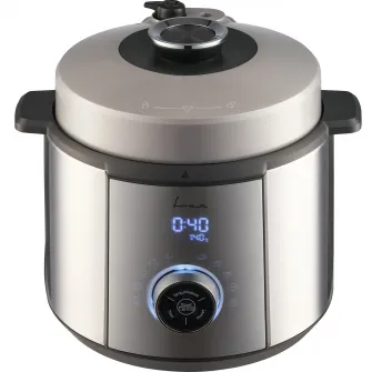 Multicooker cu gatire la presiune FRAM FPCK-R57IX, 1100W, 3.7L, presiune max 0.8bar, 10 programe, Argintiu