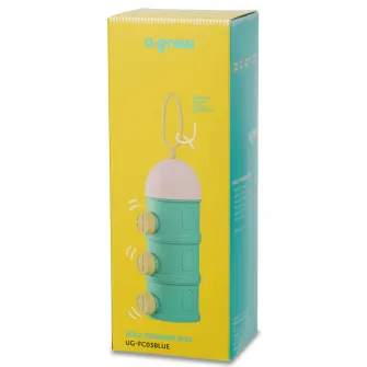 Recipient lapte praf U-Grow, albastru, cu 3 compartimente