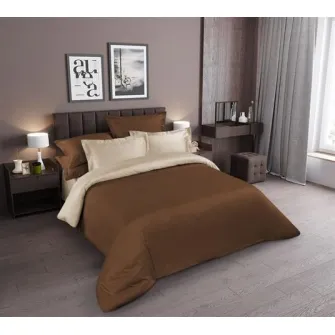 Lenjerie de pat Cottony Satin de Lux Uniton Brown/Ivory 2E