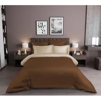 Lenjerie de pat Cottony Satin de Lux Uniton Brown/Ivory 2E