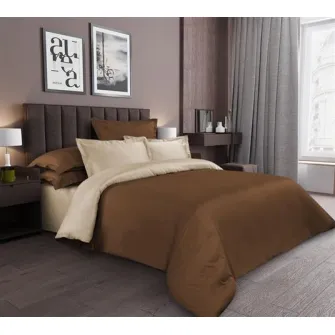 Lenjerie de pat Cottony Satin de Lux Uniton Brown/Ivory 2E