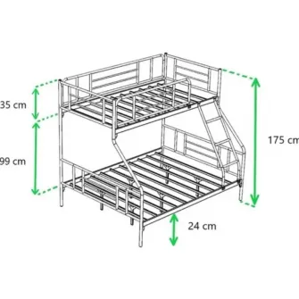 Pat supraetajat Evger R-70XL 90/140x200cm Black