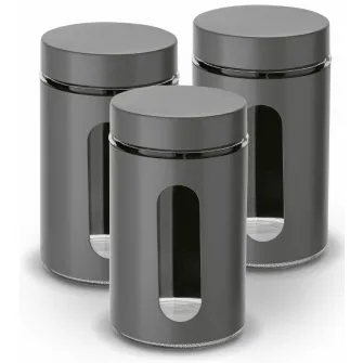 Set de borcane de depozitare Tadar Prato Grey 3pcs