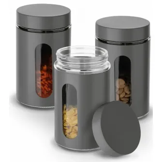 Set de borcane de depozitare Tadar Prato Grey 3pcs